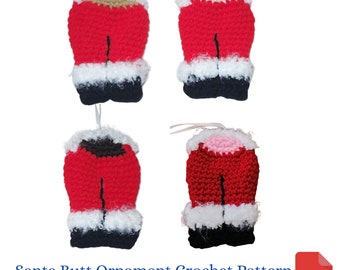 Christmas Crochet Pattern, Santa's Butt Christmas Ornament Crochet Pattern, Funny Christmas Gift, Dad Gift