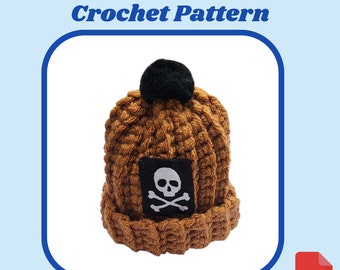 Christmas Crochet Pattern, Skull Beanie Ornament, Holiday Decor, Christmas Gift Mom