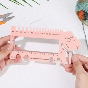 Gauge Swatch Ruler, Pink Sheep Gauge Guide Ruler, Crochet Gift