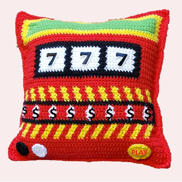 Crochet Pattern Slot Machine Pillow, Decorative Pillow to Crochet, Birthday Gift Mom