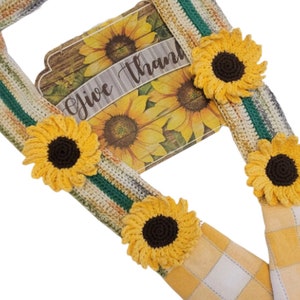 Sunflower Kitchen Boa, Handmade Crochet, Summer Kitchen Decor, Mom Gift