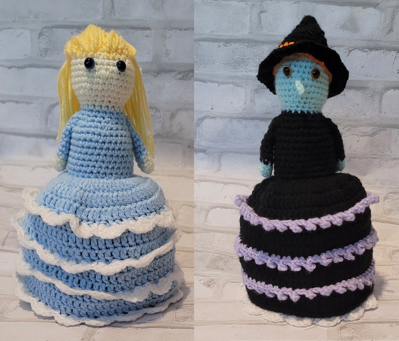 Witch Doll, Handmade Crochet, Topsy-Turvy Doll Good Witch Bad Witch, Witchy Gift