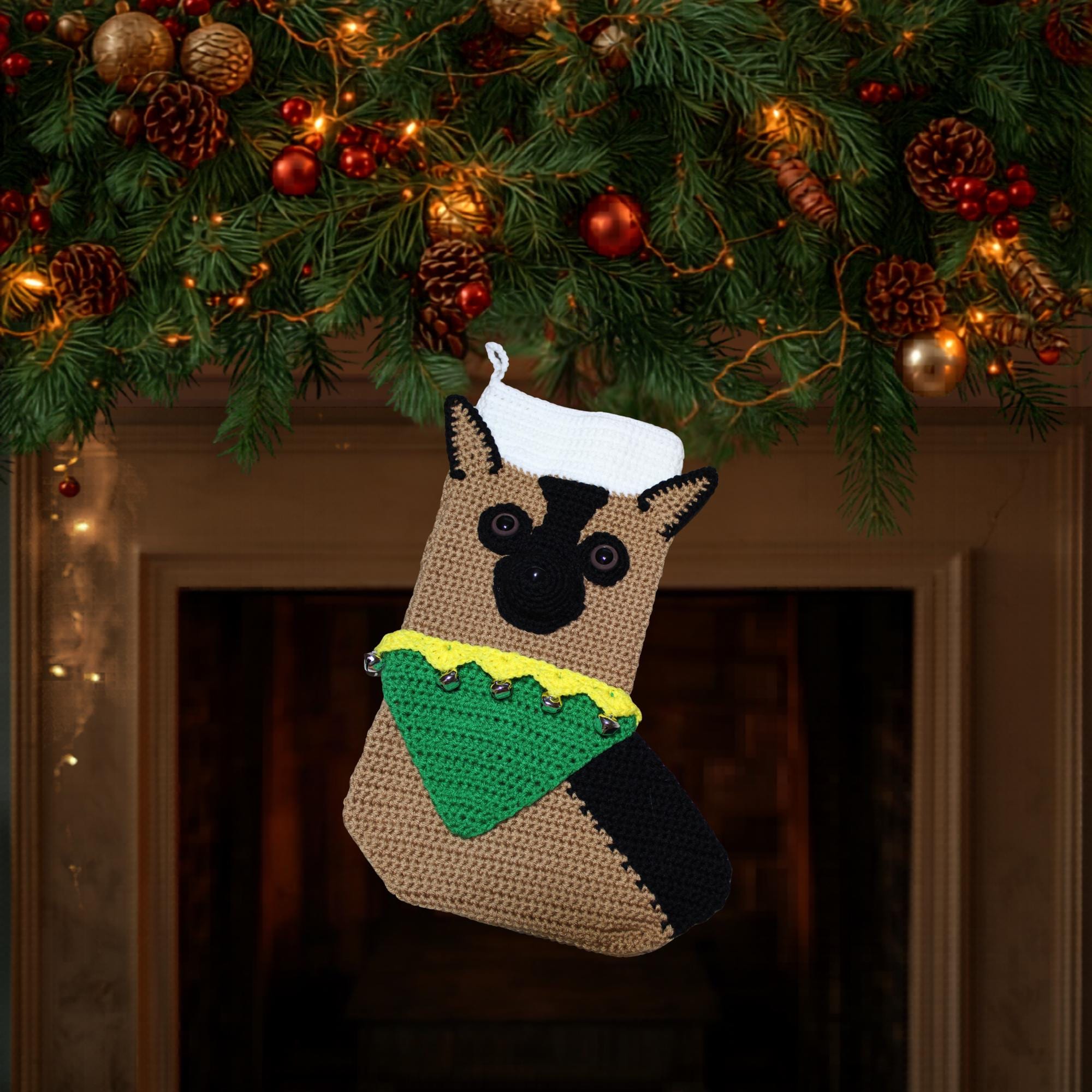 30 Christmas Stocking Crochet Patterns for Handmade Holiday Keepsakes 9 German Shepherd Christmas Stocking Pattern