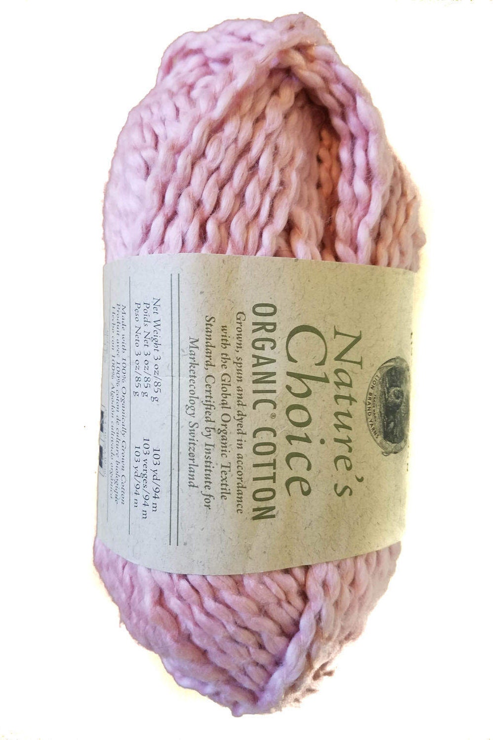 Lion Brand Nature's Choice Organic Cotton Yarn, 1 Skein 3 oz, Color #101  Strawberry