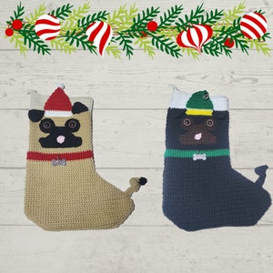 Pug Christmas Stocking Crochet Pattern