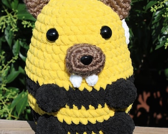 Bumble Beaver Amigurumi Crochet Pattern PDF, Bee and Beaver Mashup Pattern