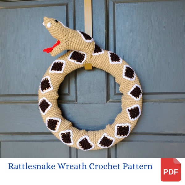 Snake Crochet Pattern, Rattlesnake Wreath Crochet Pattern, Halloween Door Hanger