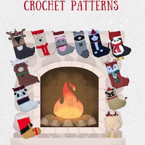 Animal Crochet Stocking Patterns Ebook – 12 Holiday Christmas Stockings PDF, Animal Christmas Crochet Pattern Book