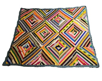 Handmade Crochet Blanket, Scrap Blanket, Nostalgic Home Decor, Gift for Her