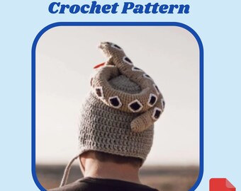 Hat Crochet Pattern, Rattlesnake Hat Crochet Pattern, Snake Crochet Pattern, Dad Gift