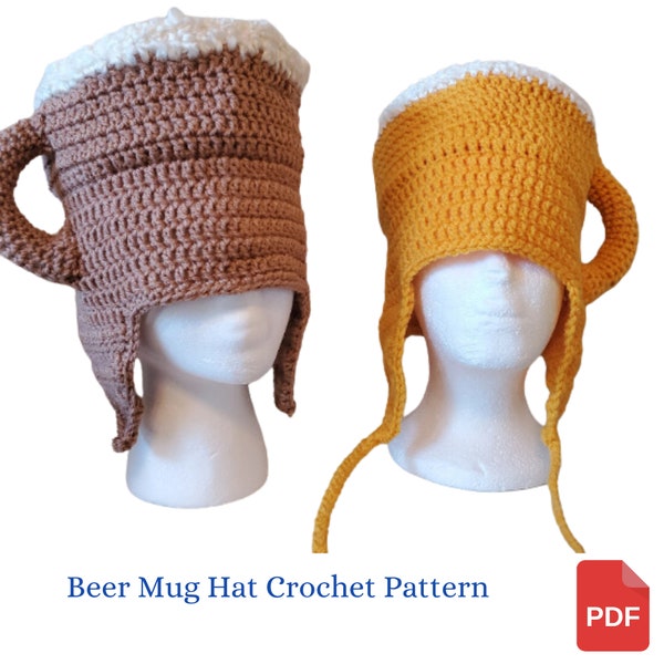 Halloween Crochet Pattern, Beer Mug Hat Crochet Pattern, Halloween Costume