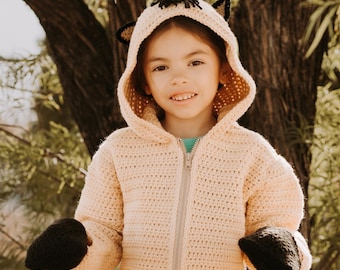 Patrón de crochet para suéter con capucha de caballo para niños (PDF)