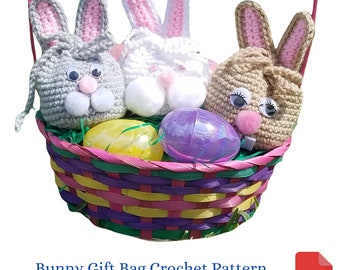 Easter Crochet Pattern, Easter Bunny Gift Bag Crochet Pattern, Easter Basket Stuffers