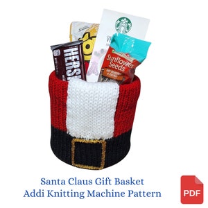 Circular Knitting Machine Pattern, Santa Claus Gift Basket Pattern for Addi King, Christmas Gift Basket image 1