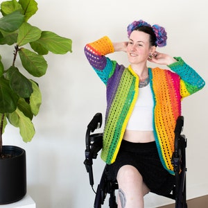 Cardigan Crochet Pattern, Rainbow Sweater Crochet Pattern, Rainbow Crochet, Mom Gift