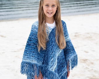 La Playa Girls’ Poncho Crochet Pattern, PDF Download