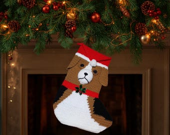 Beagle Crochet Christmas Stocking Pattern: Dog Holiday Decor DIY