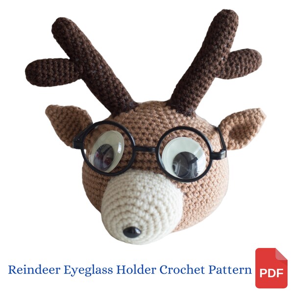 Crochet Eyeglass Holder Pattern, Deer Eyeglass Holder Crochet Pattern, Bedside Eyeglass Stand, Step Dad Gift