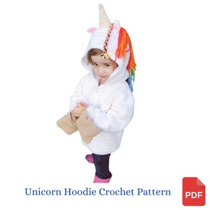 Unicorn Crochet Pattern, Unicorn Hoodie Crochet Pattern, Back to School