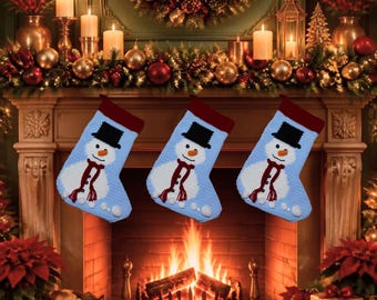 Snowman Christmas Stocking Crochet Pattern | Festive Holiday Stocking PDF | Christmas Crochet Pattern