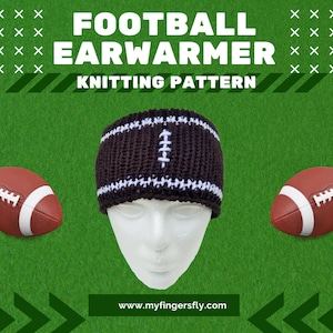 Knitting Pattern, Football Earwarmer, Football Fan Gift, Mom Gift