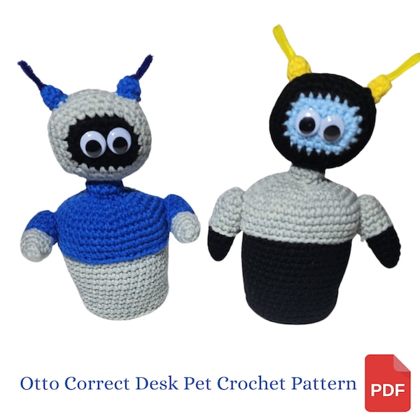 Amigurumi Crochet Pattern, Otto Correct Desk Pet Crochet Pattern, Auto Correct Robot Pattern, Coworker Gift