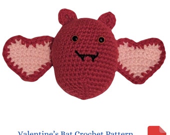 Valentine Crochet Pattern, Valentine Bat Amugurumi Crochet Pattern, Valentine's Day Gift