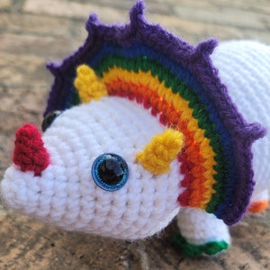 Triceratops Toy, Handmade Crochet, Girl Dinosaur Birthday