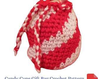 Christmas Crochet Pattern, Peppermint Gift Bag Crochet Pattern, Christmas Gift Bag, Teacher Gift