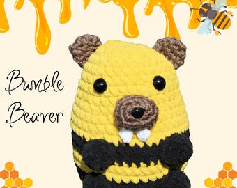 Bumble Beaver Plush Toy, Handmade Crochet