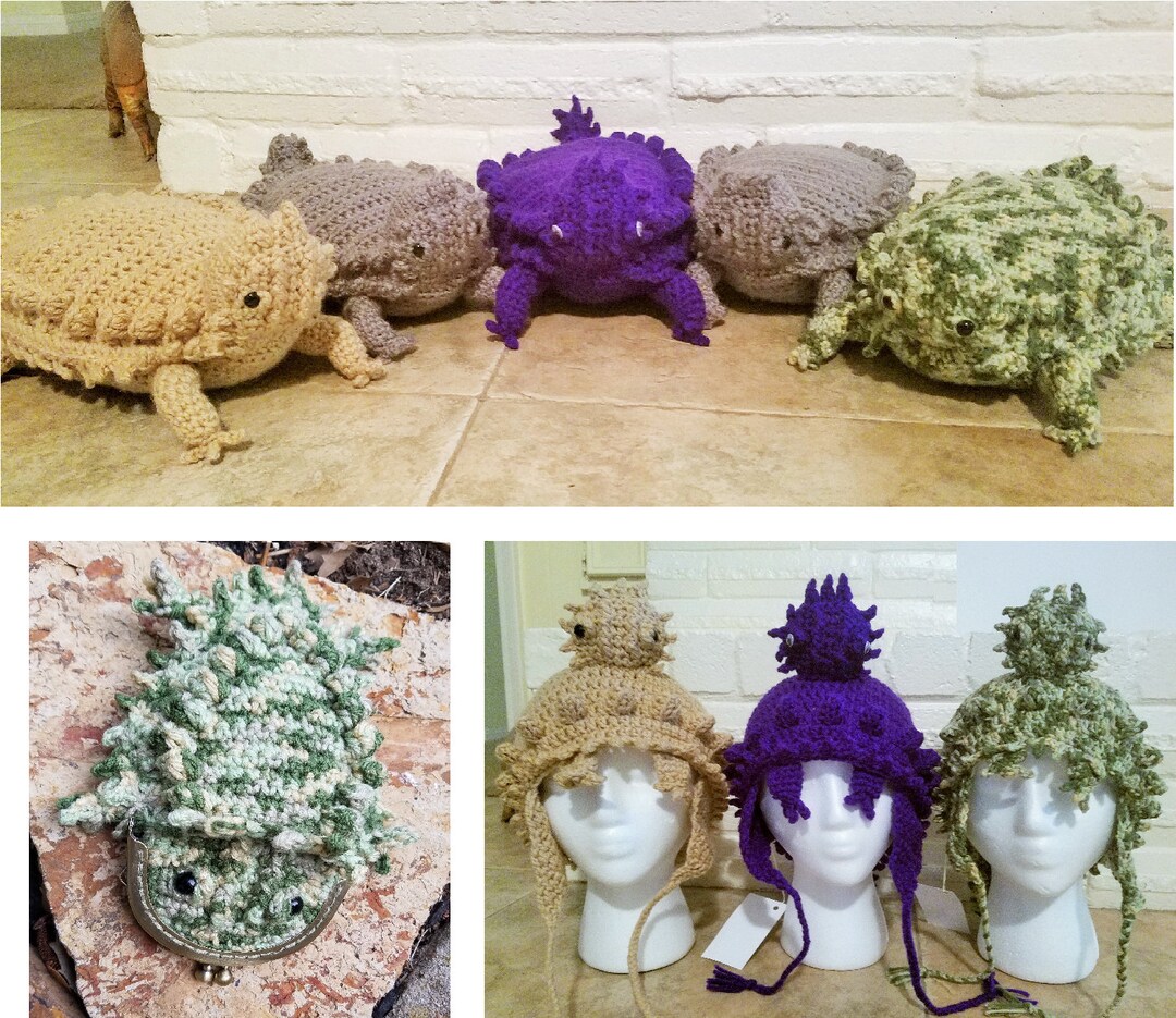 Texas Horny Toad Crochet Pattern Book: Plush, Hat, Coin Purse (PDF