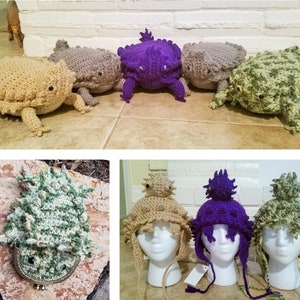 Crochet Pattern Book, Texas Horny Toad Crochet Patterns Ebook, Plush Toy, Coin Purse, Hat, Pillow