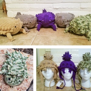Crochet Pattern Book, Texas Horny Toad Crochet Patterns Ebook, Plush Toy, Coin Purse, Hat, Keychain, Pillow