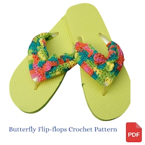 Crochet Pattern, Butterfly Flip Flops, Summer Crochet Pattern, Summer Shoes