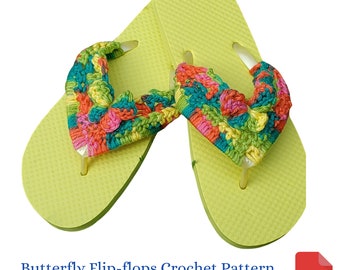 Crochet Pattern, Butterfly Flip Flops, Summer Crochet Pattern, Summer Shoes