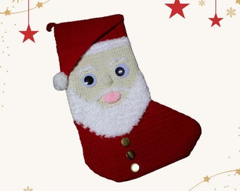Santa Claus Christmas Stocking Crochet Pattern PDF, Kris Kringle Holiday Decor