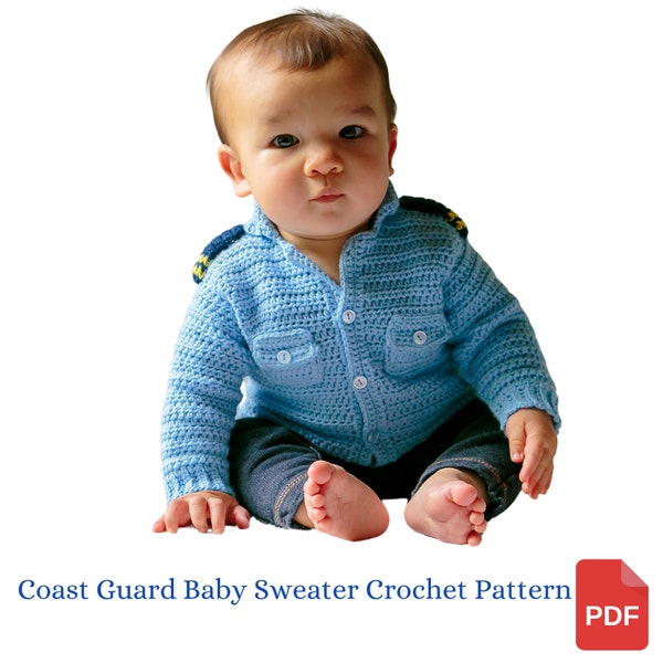 Crochet Baby Sweater Pattern, Coastal Military, Military Baby Sweater Crochet Pattern, Baby Shower Gift