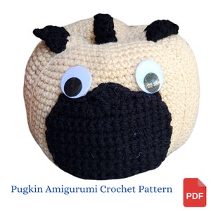 Pumpkin Crochet Pattern, Pugkin Amigurumi Crochet Pattern, Halloween Decor, Pug Lover Gift