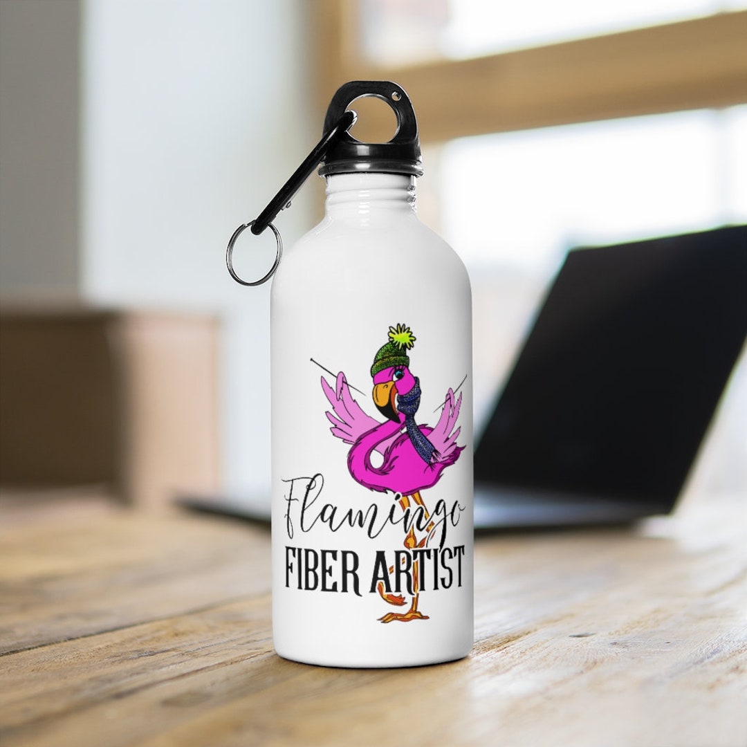 Stainless Steel Water Bottle Flamingo Fiber Artist, Water Bottle for ...