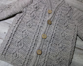 Toddler Fisherman's Sweater, Handmade Crochet
