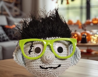 Frankenstein Brillenhalter Häkelanleitung: Halloween Dekoration (PDF Pattern