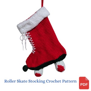 Christmas Crochet Pattern, Roller Skate Christmas Stocking Crochet Pattern, Christmas Gift for Skater