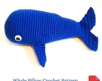 Crochet Pattern, Whale Pillow & Plush Toy Crochet Pattern, Amigurumi Whale