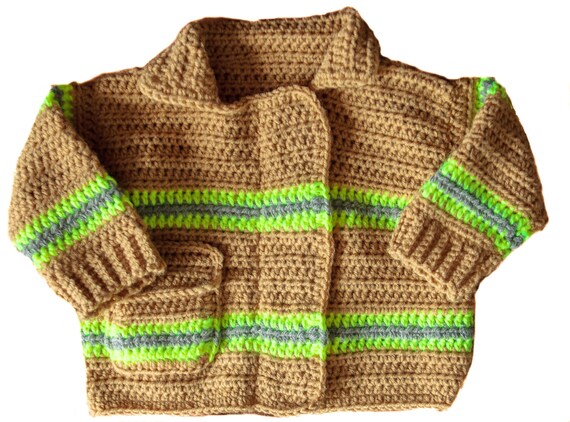 Firefighters Jacket Baby Sweater Crochet Pattern Newborn 3 Months 6 9 Month Or 12 18 Month Sizes With Axe Rattle - 