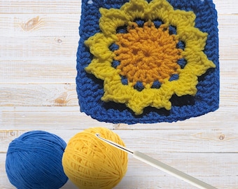Sunflower Granny Square Crochet Pattern: Home Decor (PDF Pattern)