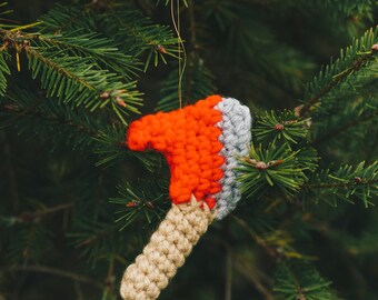 Firefighter Axe Christmas Tree Ornament - Hand Crocheted Firefighter Ornament - Christmas Gift for Firefighters