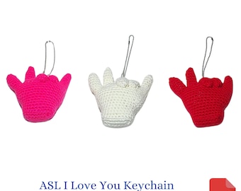 ASL I Love You Keychain Crochet Pattern, Low Sew Crochet Pattern, Anniversary Gift