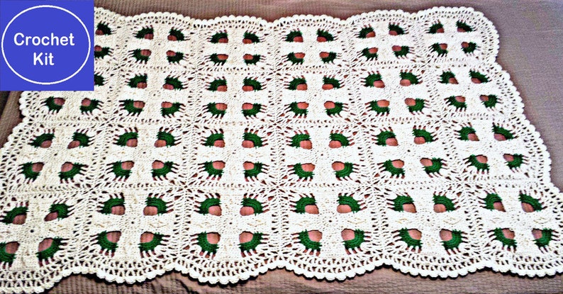 Crochet Kit For Celtic Cross Afghan In Worsted Weight Yarn Lap Twin Full Queen Or King Size Afghan Kit