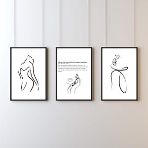 Woman Empowerment Print Bundle, Inspirational Wall Art, Feminist Poster, Abstract Body Line Art, Office Decor for Women, Self Love
