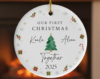 Adorno De Navidad "Nuestra Primera Navidad Juntos 2025", Bola De Cristal Transparente Con Caja, Regalo Para Parejas